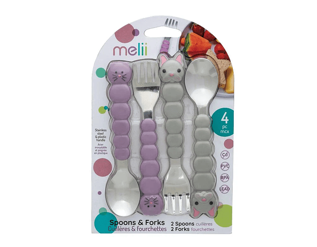 Set de cuatro cubiertos gato, perro 