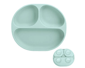 Plato de silicona con succión y divisiones - verde