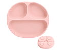 Plato de silicona con succión y divisiones - rosado