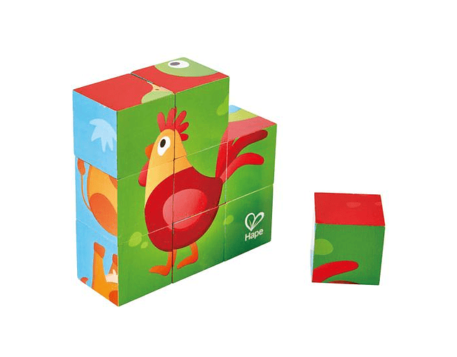 Puzle con bloques granja