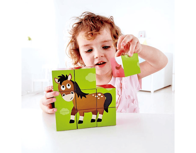 Puzle con bloques granja