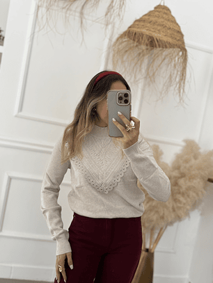 Camisola malha com renda