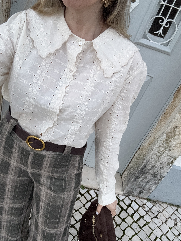 Camisa bordado inglês gola  2