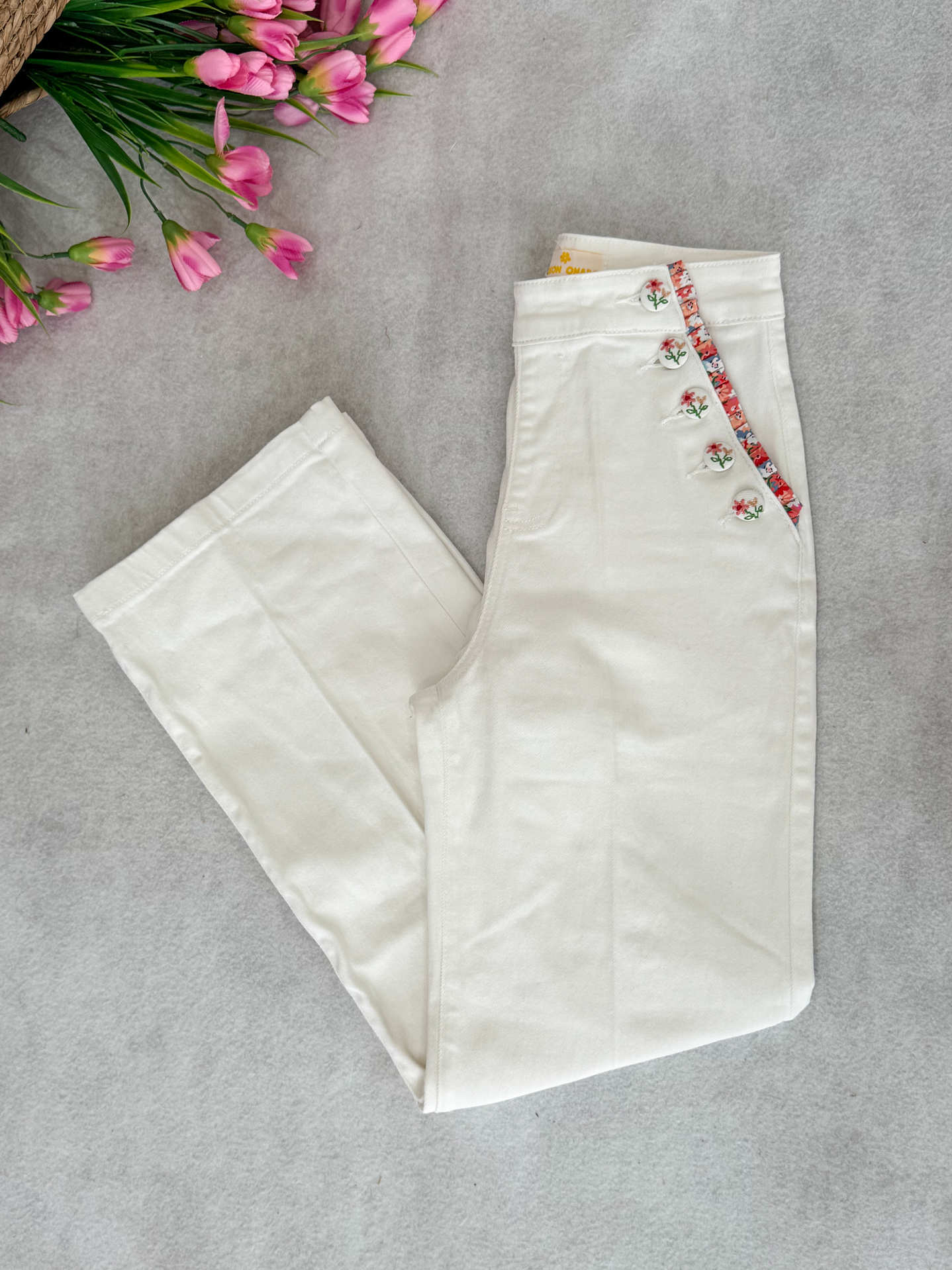 Calça botões bordados  1