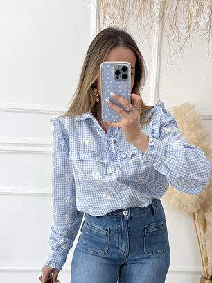 Camisa Vichy bordada 