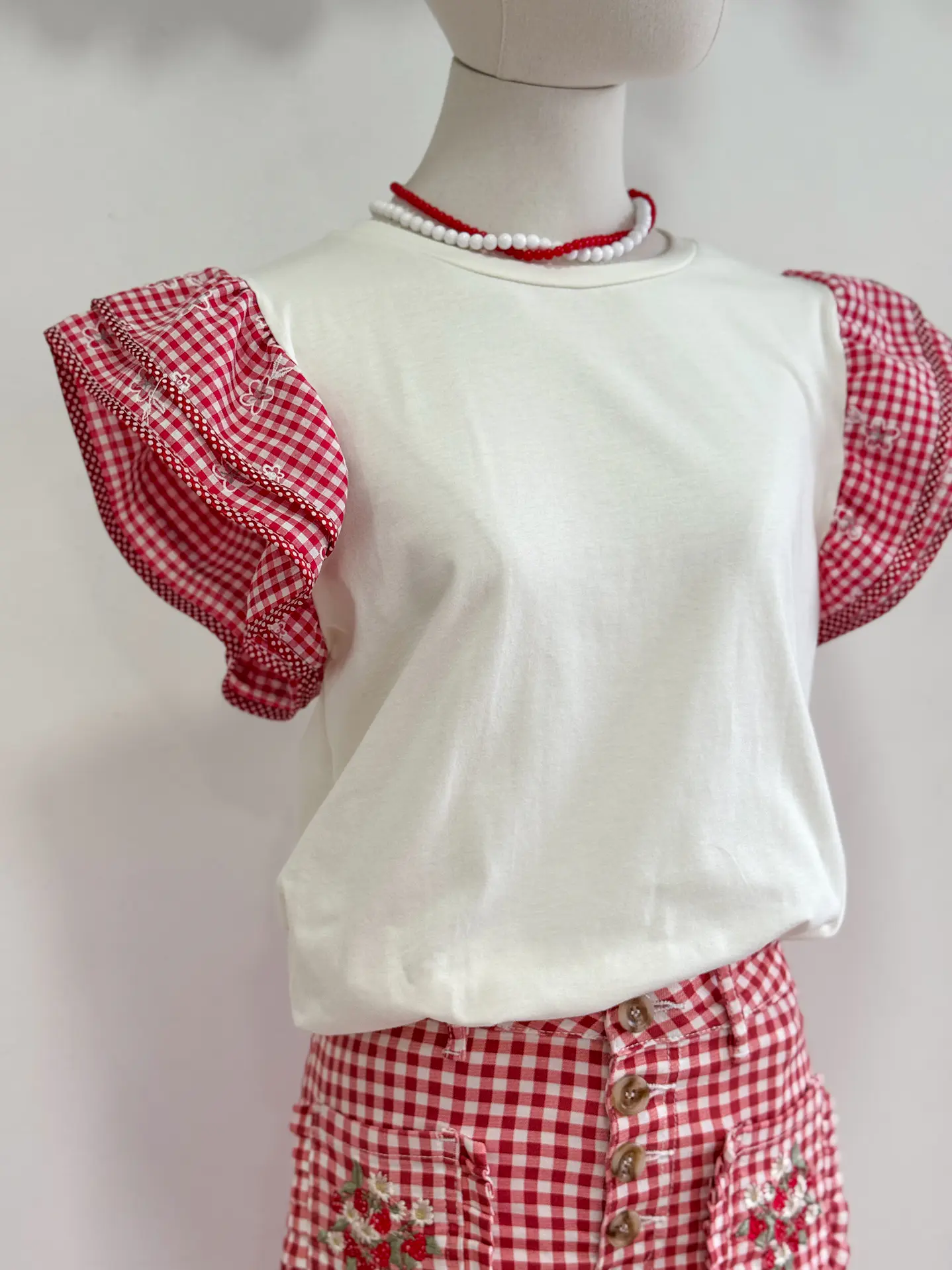 Tshirt com folho vichy 1