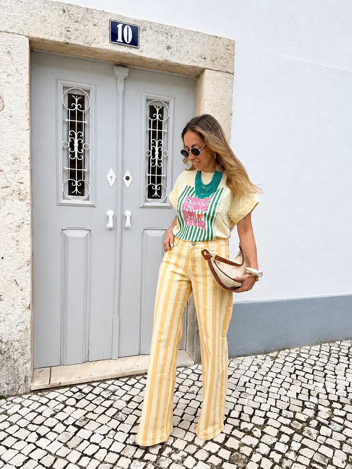 Calças riscas amarelo 1