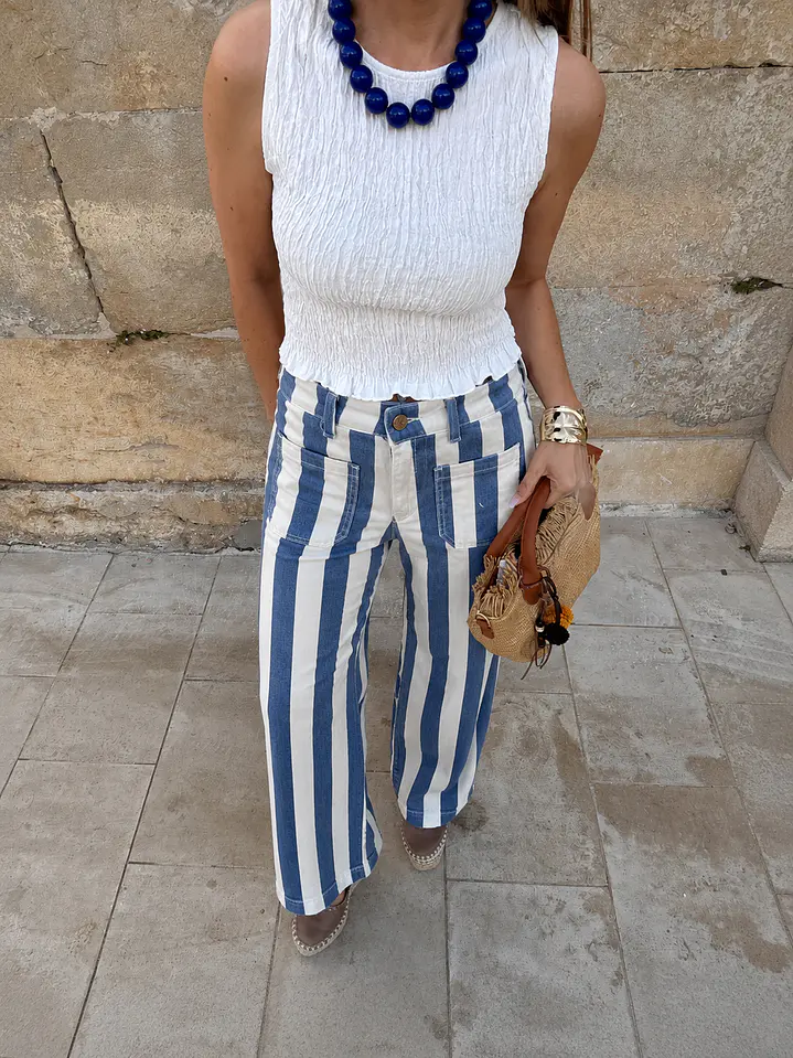 Calça azul risca  1