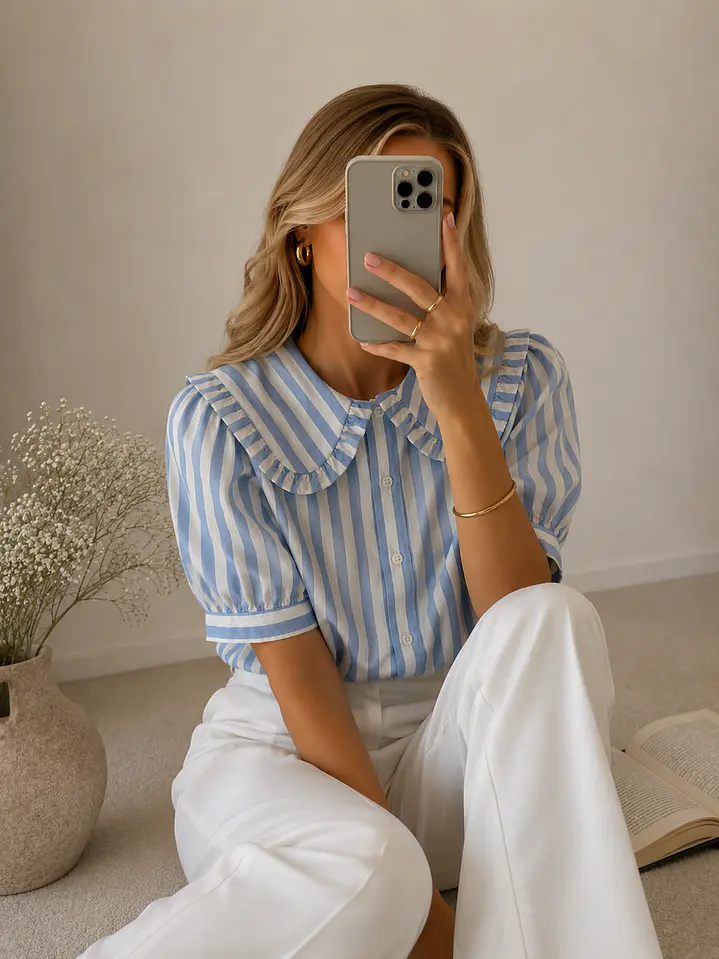 Camisa riscas gola bebé  3