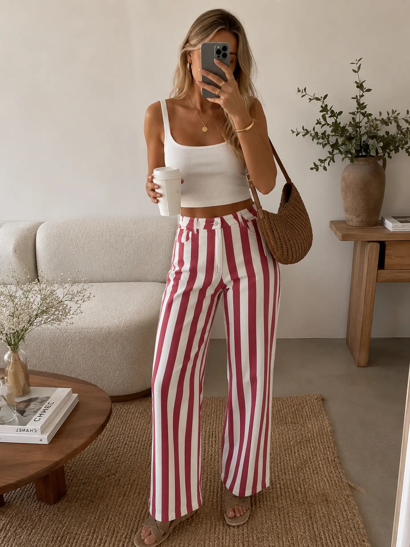 Calça riscas beringela  1