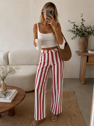 Calça riscas beringela 