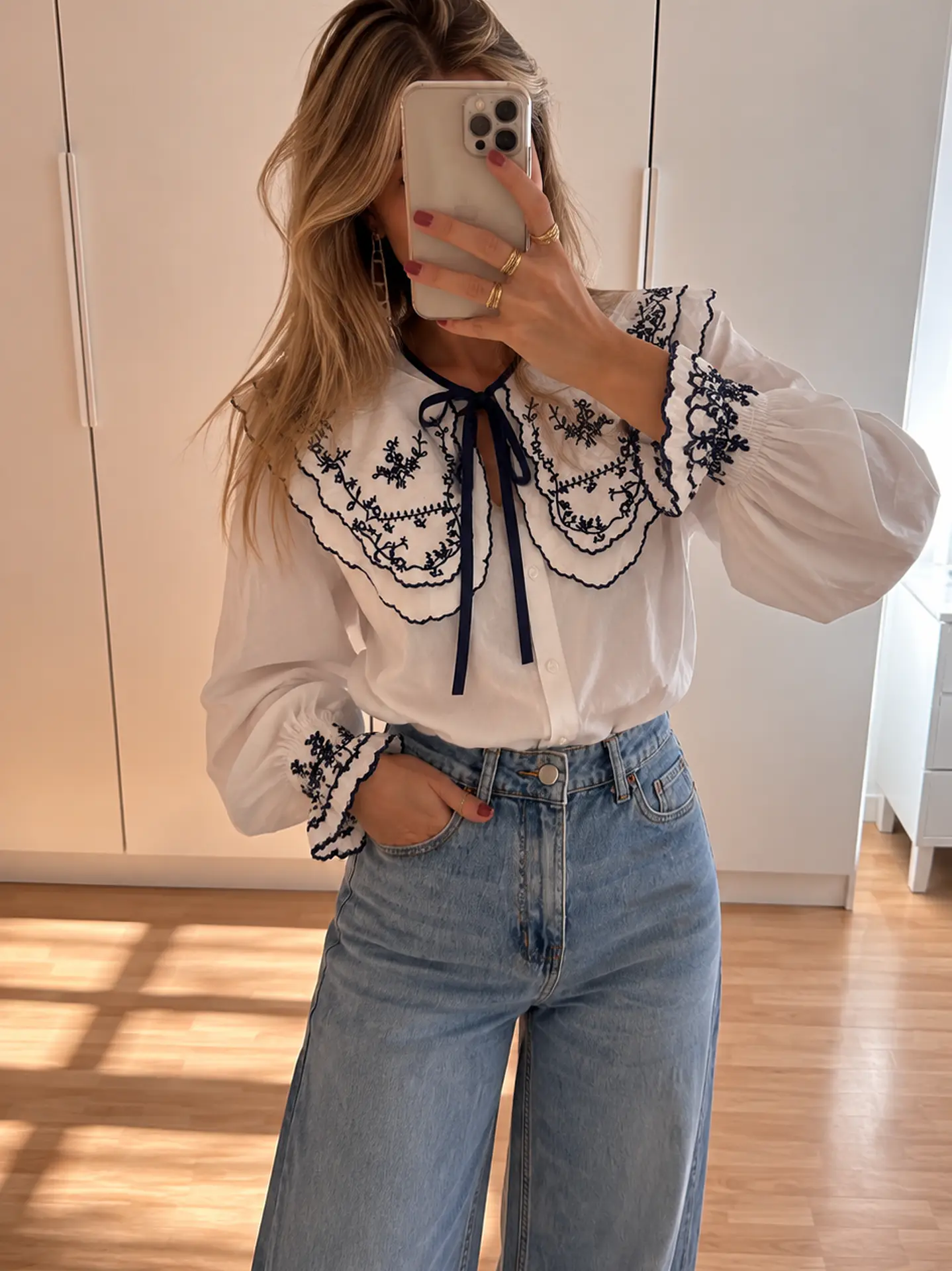 Camisa bordada gola  1