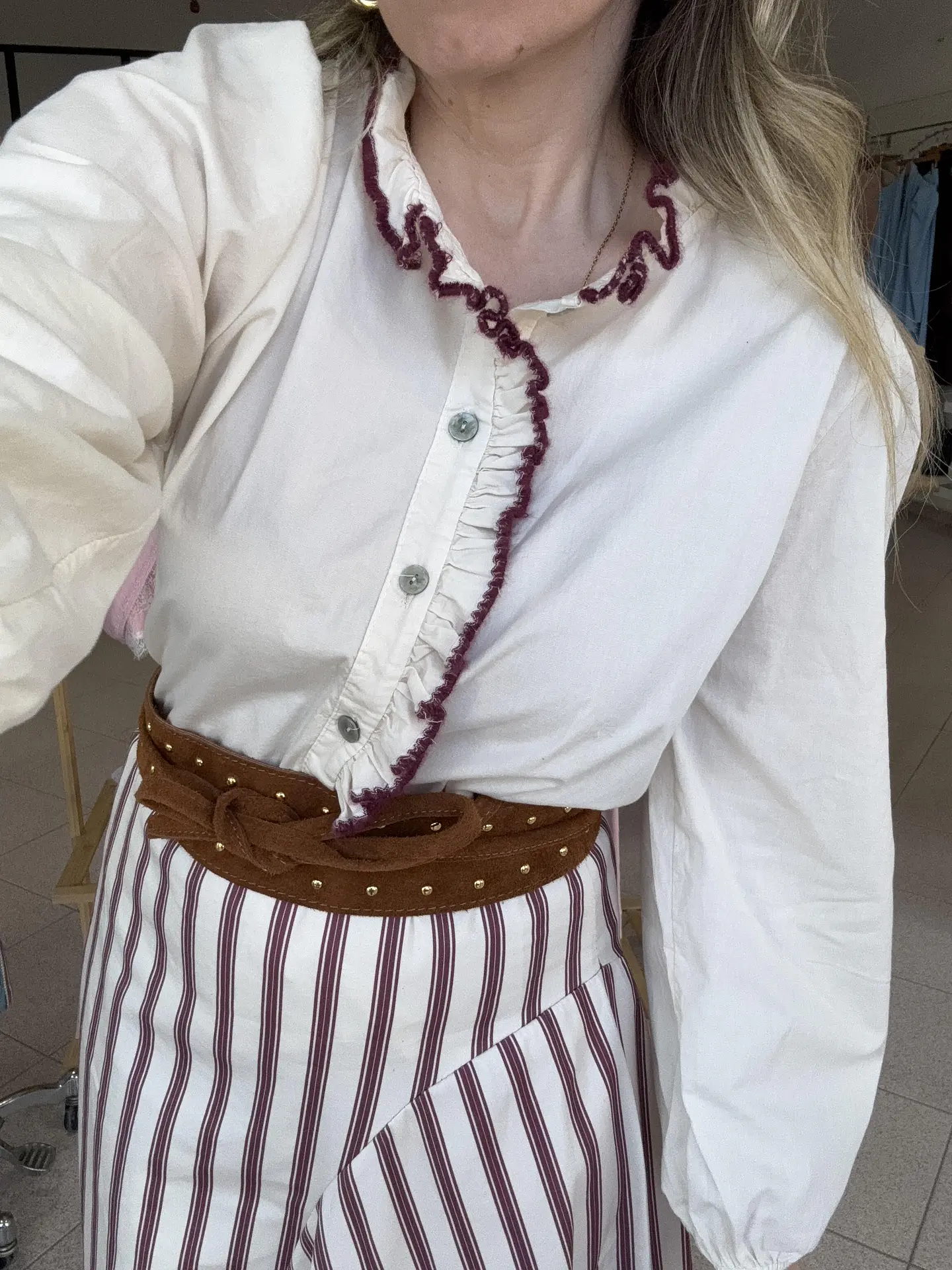 Camisa com Bordado Bordeaux 1