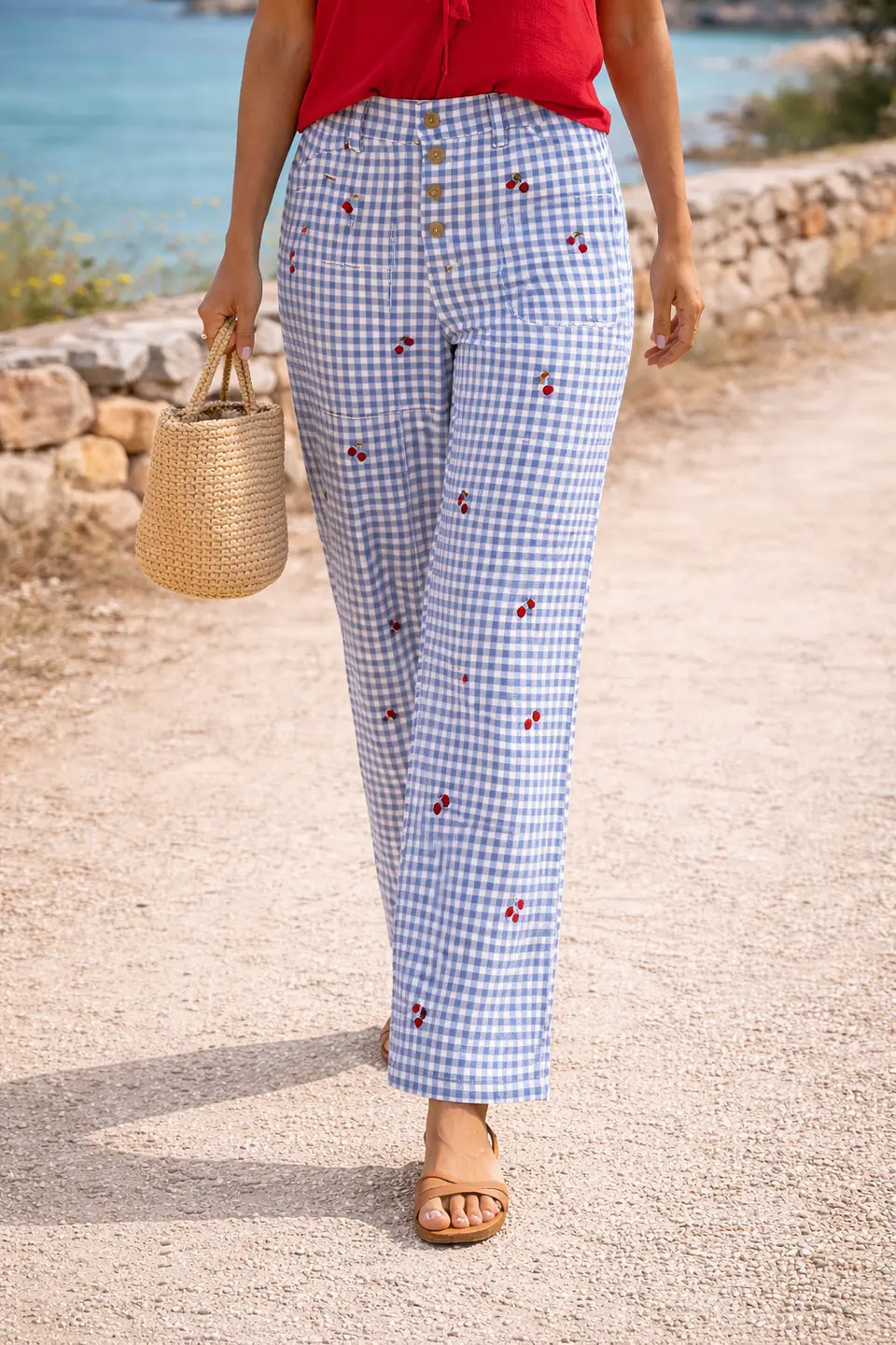 Calça vichy cerejas 1