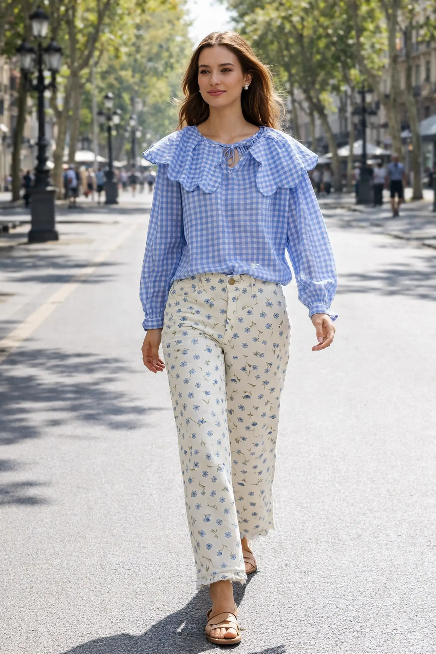 Calça Floral com folho na perna  1