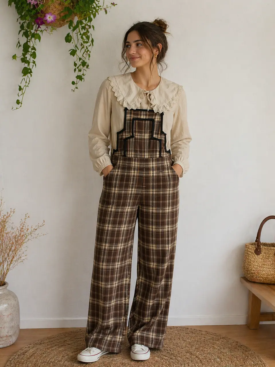 Jardineira xadrez castanho  1