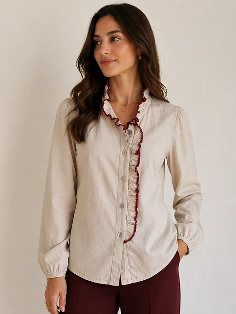 Camisa com Bordado Bordeaux