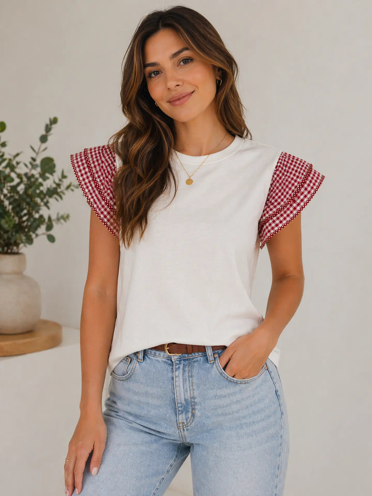 Blusas com folho vichy 1