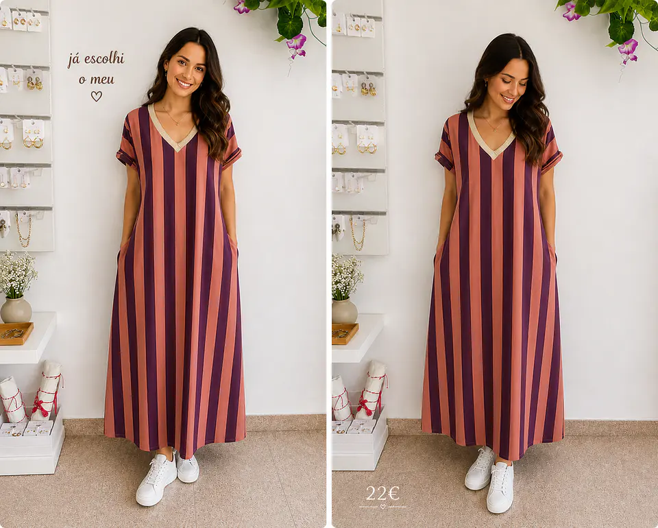 Vestido malha fria riscas  3