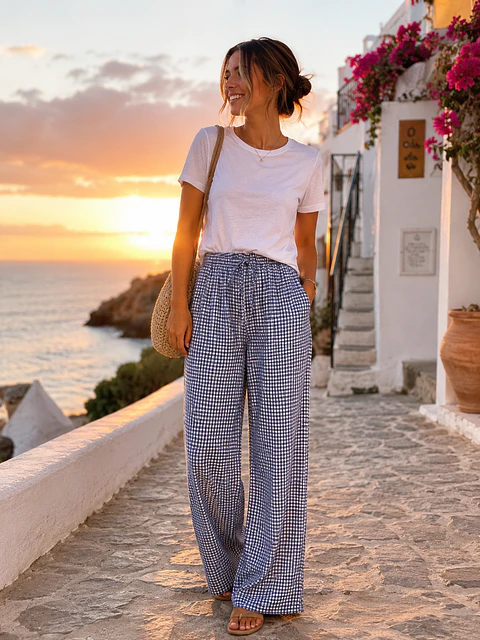Calça de xadrez miudinho 