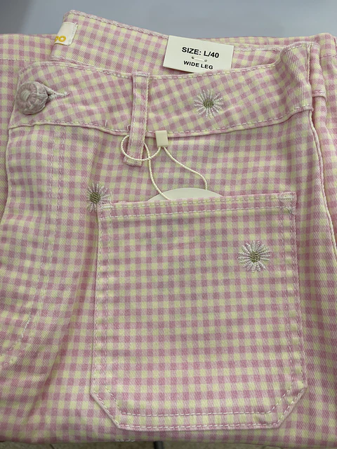Calça Vichy rosa 