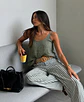Calça pantalonas riscas médias verde  - Thumbnail 1