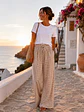 Calça pantalonas creme de xadrez miudinho  - Thumbnail 1