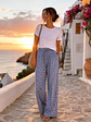 Calça pantalonas azul de xadrez miudinho  - Thumbnail 1