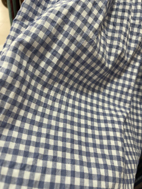 Calça pantalonas azul de xadrez miudinho 