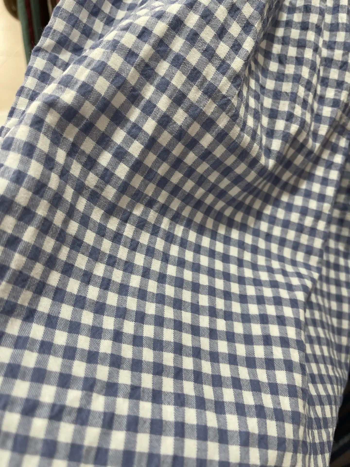 Calça pantalonas azul de xadrez miudinho  2