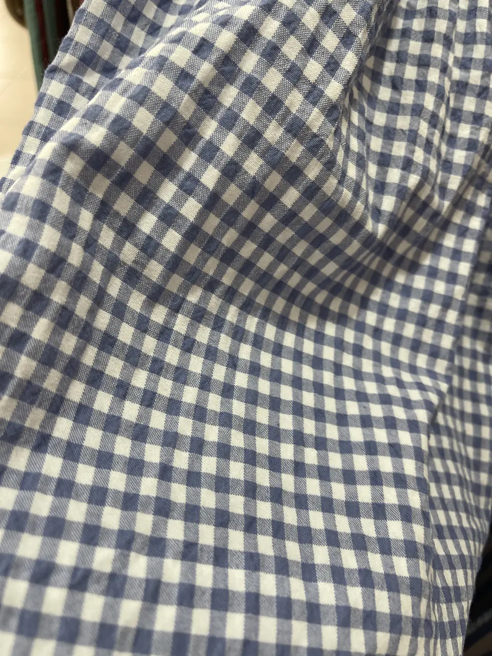 Calça pantalonas azul de xadrez miudinho  2