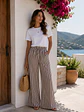 Calça pantalonas com riscas finas castanhas  - Thumbnail 1