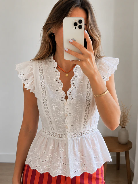 Blusa bordado inglês 