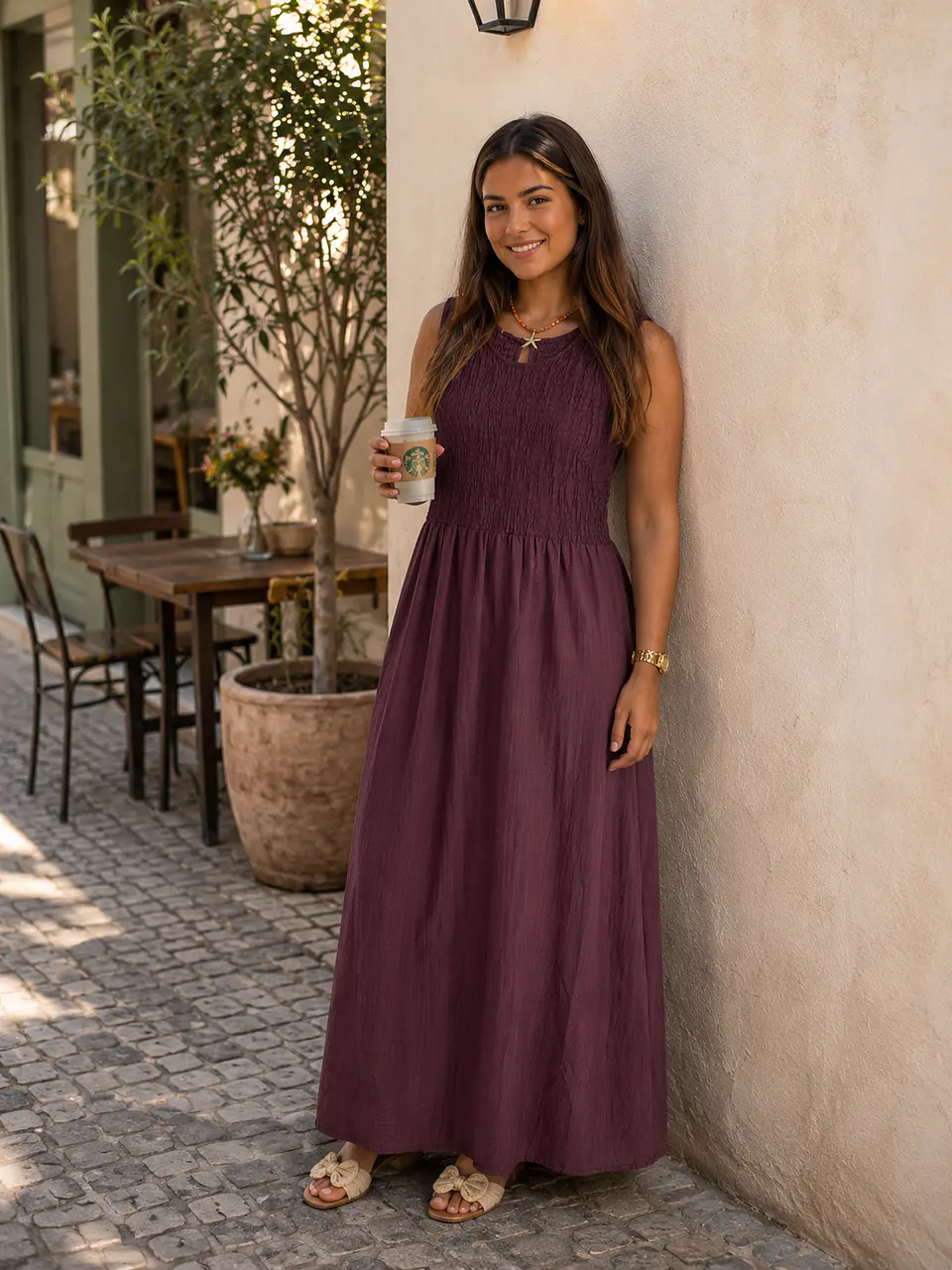 Vestido com elásticos lisos  3