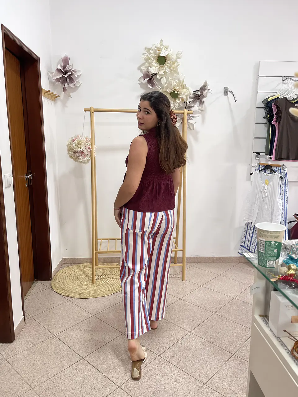 Calça bordoux e azul  2
