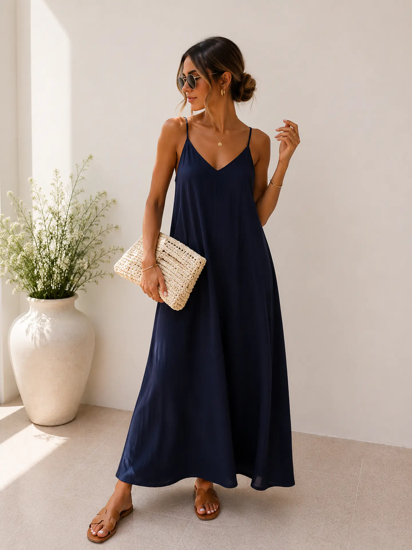 Vestido simples de alça fina  2