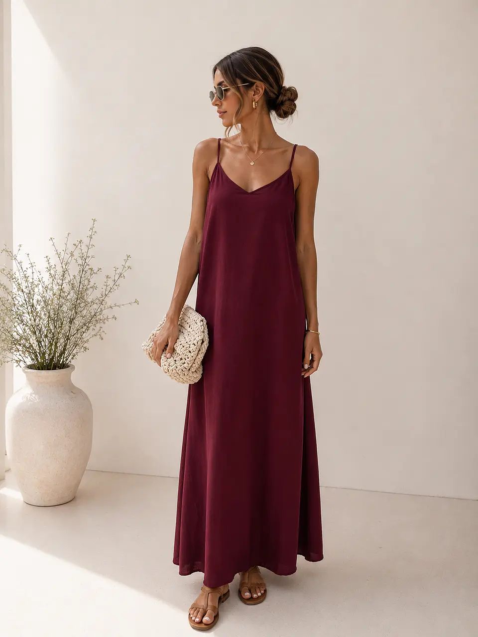 Vestido simples de alça fina  3