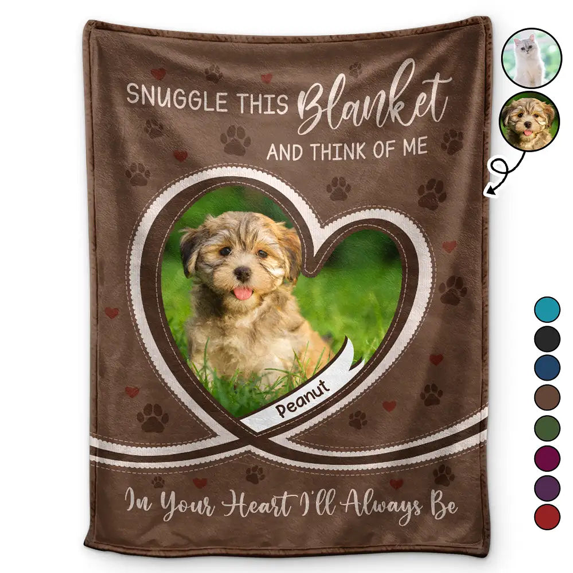 Custom Photo Dog Cat Pet Memorial Snuggle This Blanket And Think Of Me - Personalized Fleece Blanket, Sherpa Blanket 1