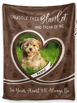 Custom Photo Dog Cat Pet Memorial Snuggle This Blanket And Think Of Me - Personalized Fleece Blanket, Sherpa Blanket