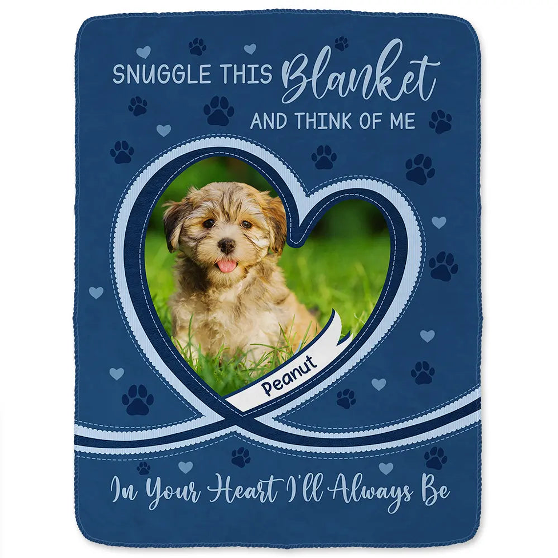 Custom Photo Dog Cat Pet Memorial Snuggle This Blanket And Think Of Me - Personalized Fleece Blanket, Sherpa Blanket 2
