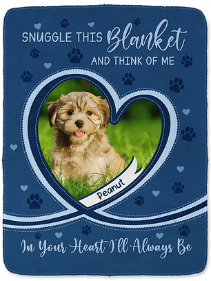 Custom Photo Dog Cat Pet Memorial Snuggle This Blanket And Think Of Me - Personalized Fleece Blanket, Sherpa Blanket
