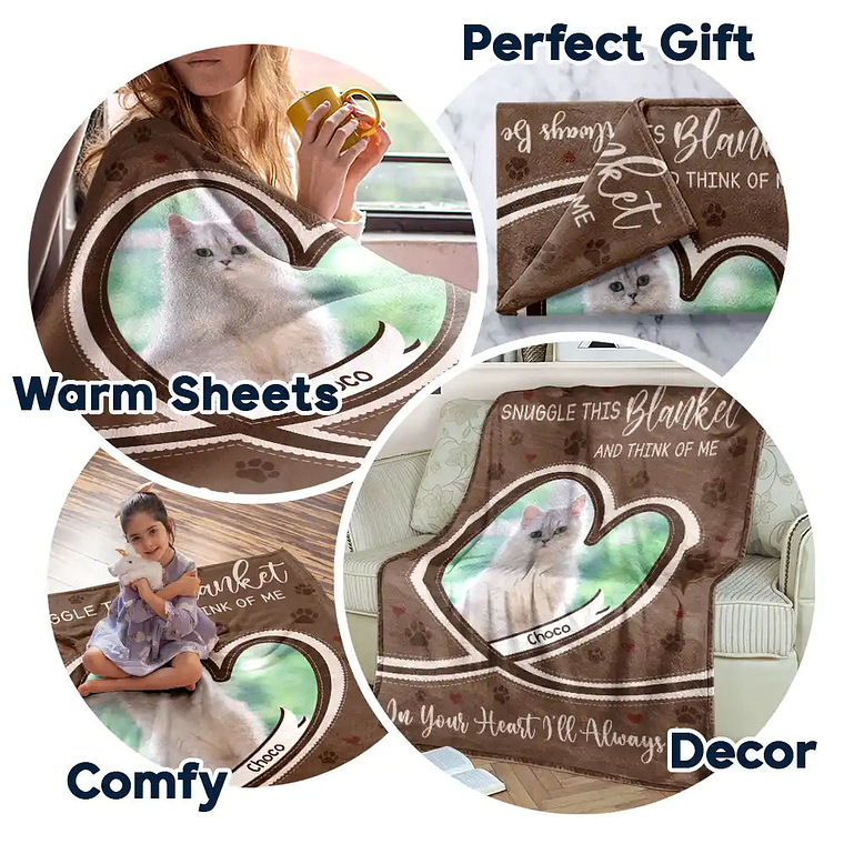 Custom Photo Dog Cat Pet Memorial Snuggle This Blanket And Think Of Me - Personalized Fleece Blanket, Sherpa Blanket 6