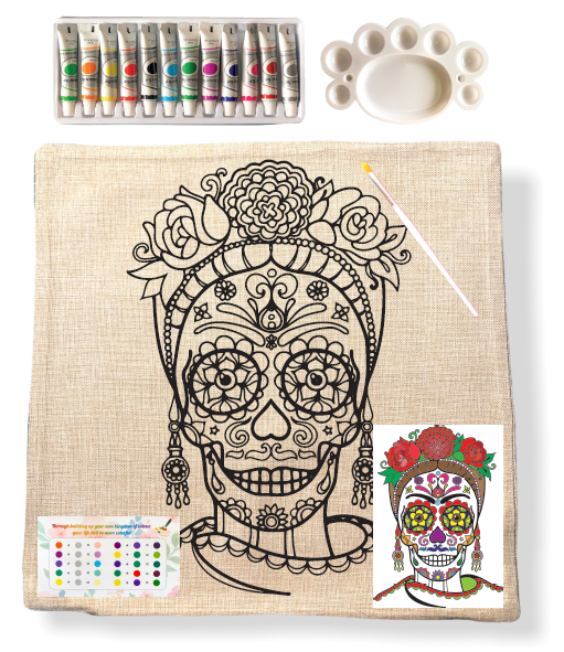 Kit Funda de Cojín para Pintar Catrina