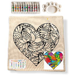 Kit Funda de Cojín para Pintar Corazón Lleno
