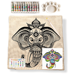 Kit Funda de Cojín para Pintar Elefante Indio 