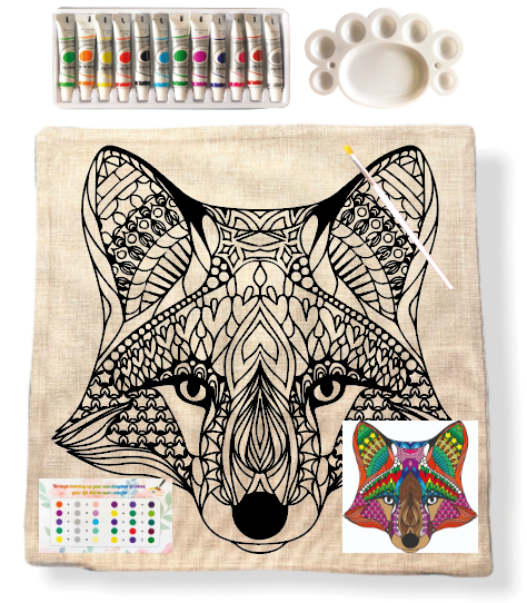 Kit Funda de Cojín para Pintar Zorro Viejo