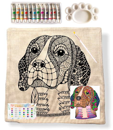 Kit Funda de Cojín para Pintar Perro