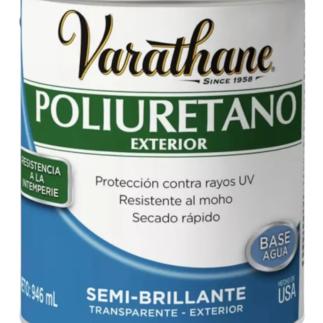 Barniz Poliuretano Ext Rust Oleum Varathane Semi Brillante Transparente Semibrillo 1/4 gl 1