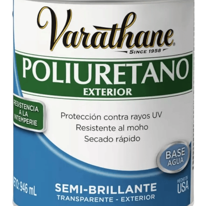 Barniz Poliuretano Ext Rust Oleum Varathane Semi Brillante Transparente Semibrillo 1/4 gl 1