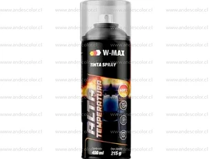 Pintura Spray - Wmax Alta Termperatura Negro Mate 400 Ml